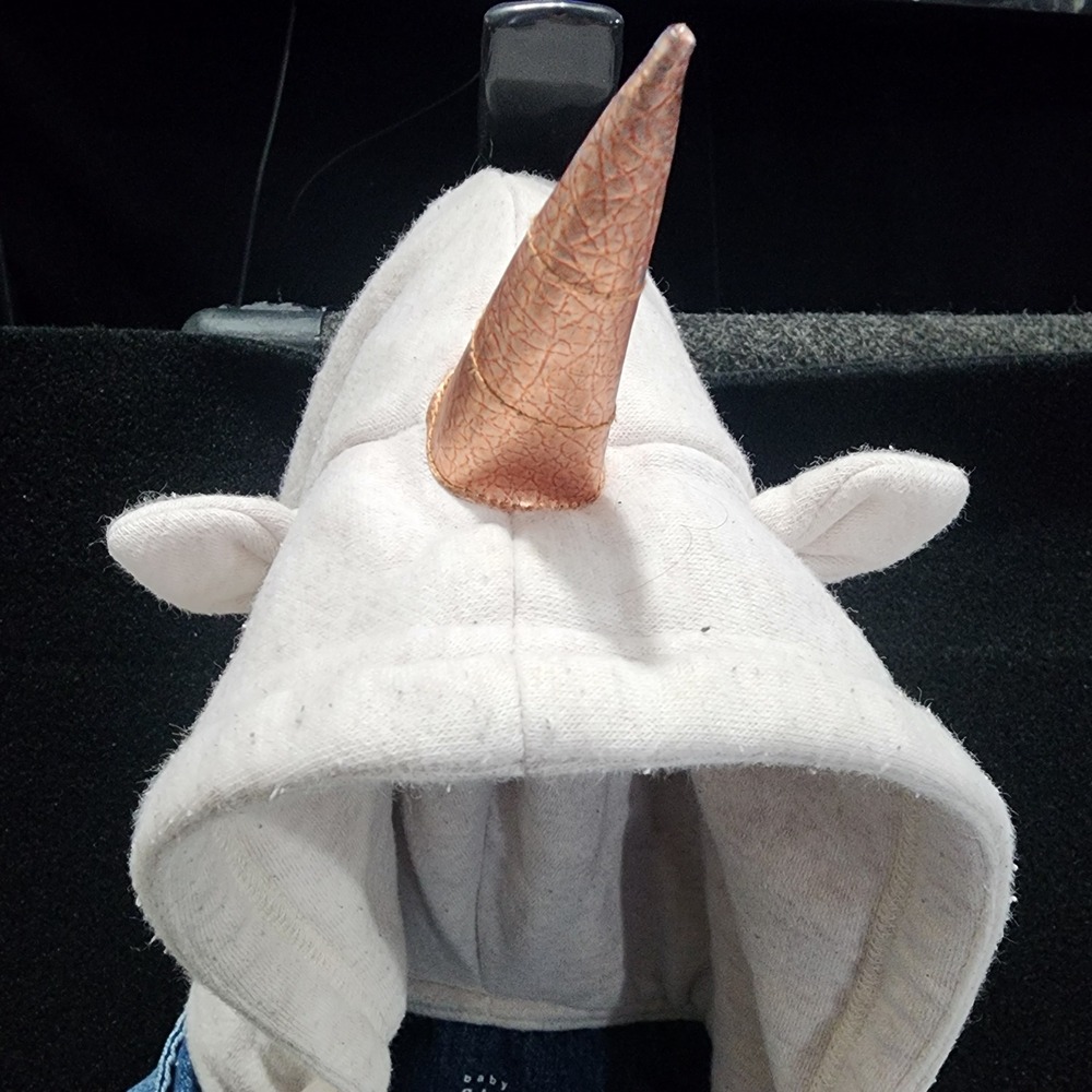 Baby Gap Toddler Girls Blue Denim Unicorn Hoodie Jacket 4Years 4T Rose Gold Horn - Picture 4 of 9